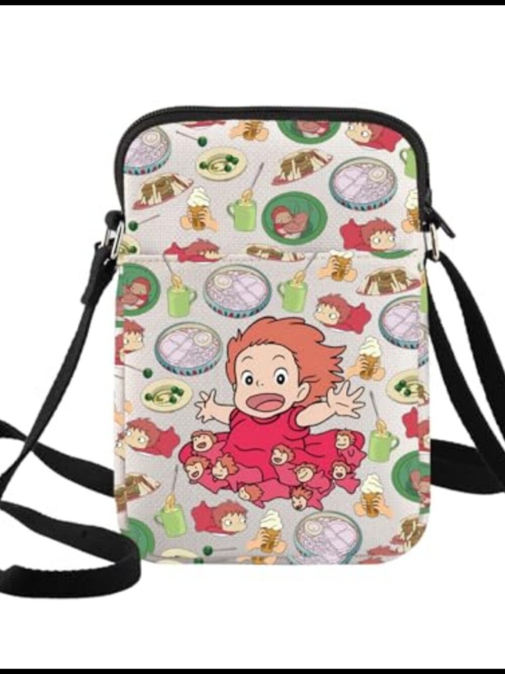 Ponyo Anime Crossbody Bag Cotton Canvas Messenger Adjustable Strap